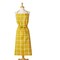 Classic Check Slub Bib Apron with Large Pocket and Waist Tie Yellow One Size Fits Most Machine Wash Yellow